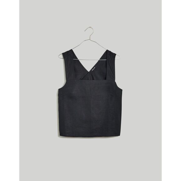 NWT Madewell Linen-Blend Cross-Back Sleeveless Top in True Black Size 0 - Picture 6 of 13
